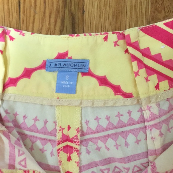 J McLaughlin yellow and pink print pants Size 8. - Picture 4 of 6